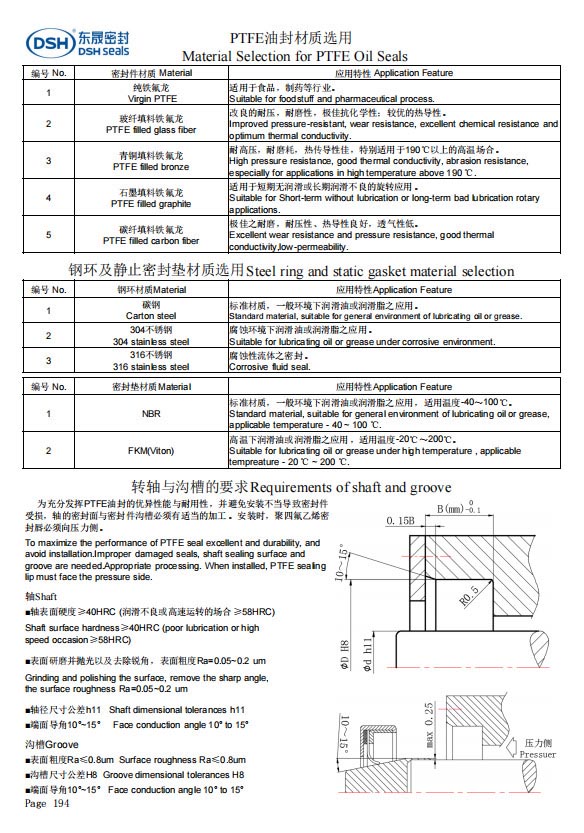 PTFE油封密封圈材質選用