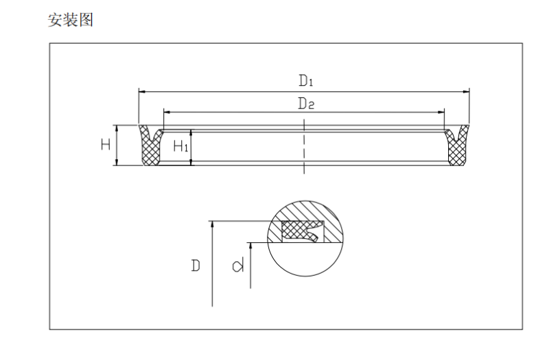 軸用 YX形密封圈安裝圖