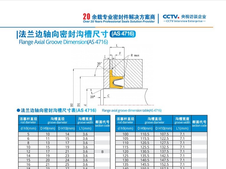 軸向密封溝槽尺寸