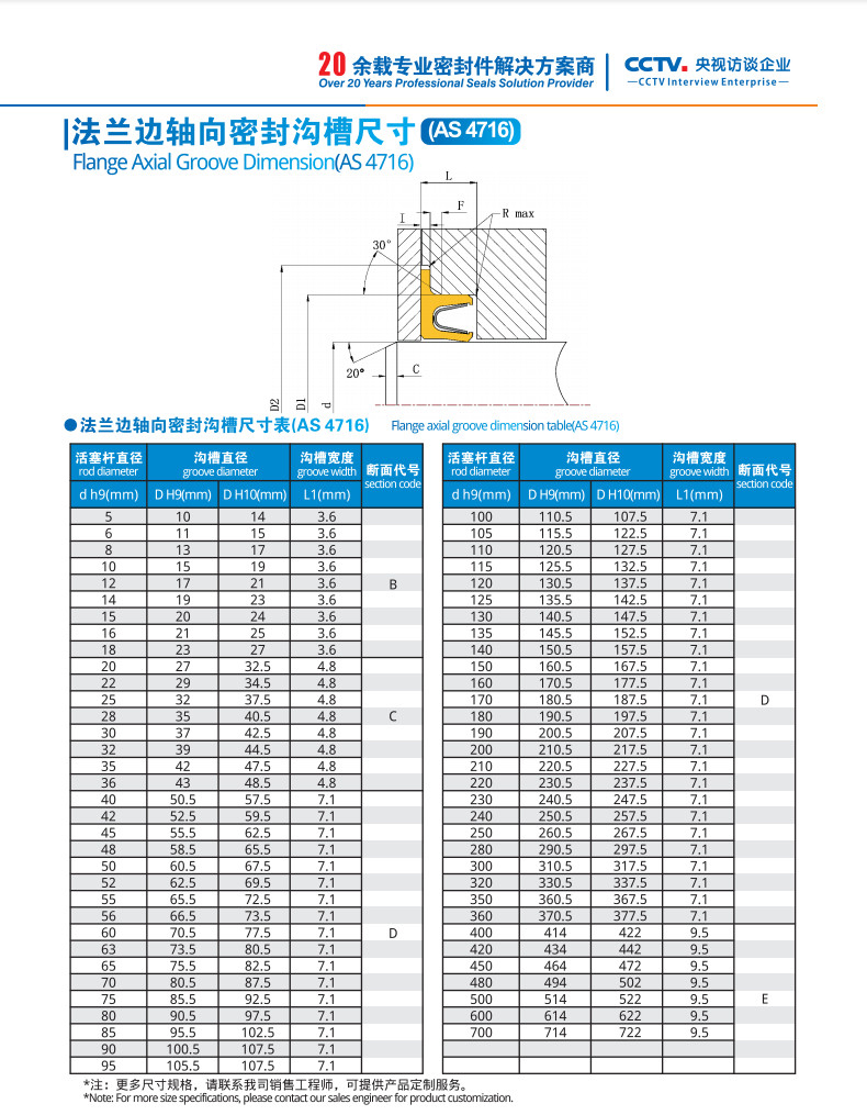 軸向密封溝槽尺寸