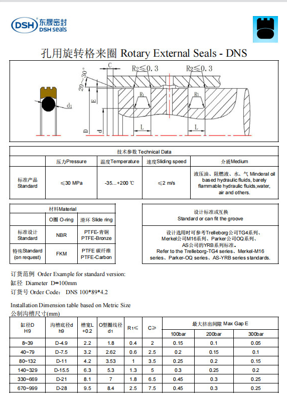 新版孔用旋轉格來圈DNS規格尺寸表